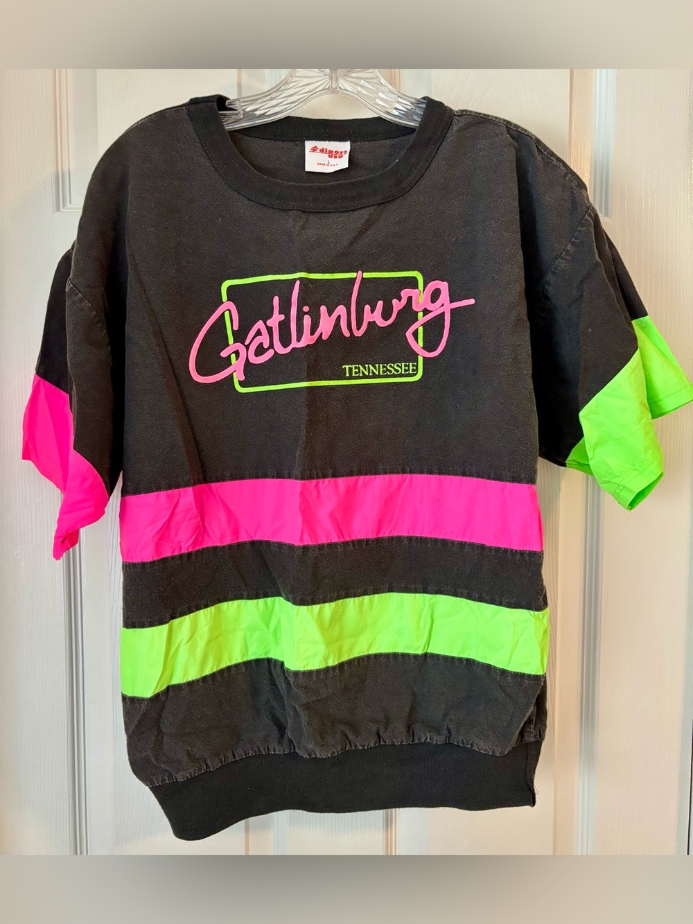 Gatlinburg Tennessee Short Sleeve Top - Black with Pink & Neon Green